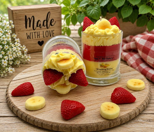 Strawberry Banana Candle. Large 13 oz. Soy Candle/Strawberry Banana Dessert Candle. Strongly Scented Candle