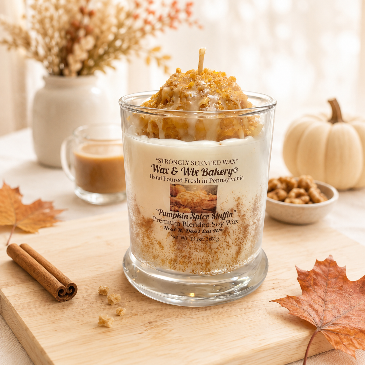 Pumpkin Spice Muffin Candle 13oz. Soy Candle/Strong Scented Candle/Pumpkin Candle/Holiday Candle/Fall Candle.