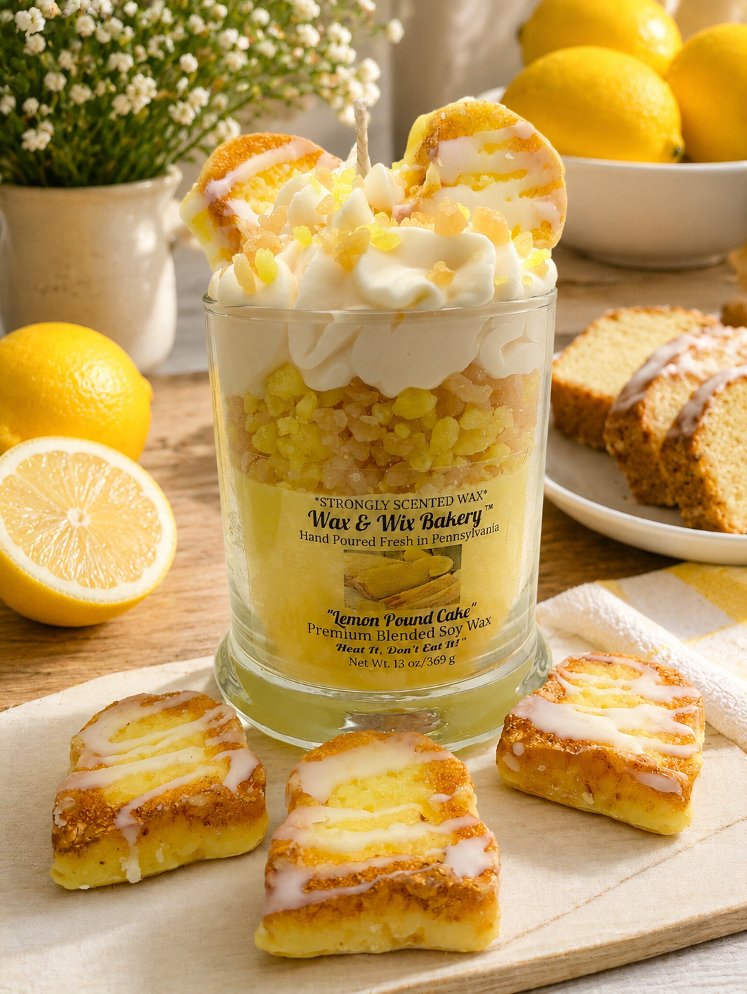 Lemon Pound Cake Candle. Large 13 Ounce. Pound Cake. Soy Wax Candle. Strongly Scented Candle.