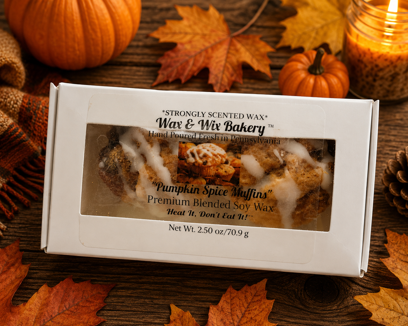 Pumpkin Spice Muffin Wax Melt. 2.50 Oz./Soy Wax Melt/Strongly Scented Wax Melts/Wax Tarts for Wax Warmers/Bakery Wax Melts/Muffin. 2 Pieces
