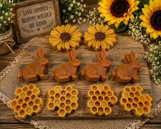 Honey Bunny Wax Melts. Bunny/Rabbit, Honeycomb & Flower Soy Wax Melts. Strong Scented Wax Melts/Easter & Spring Wax Melts. 4 oz.