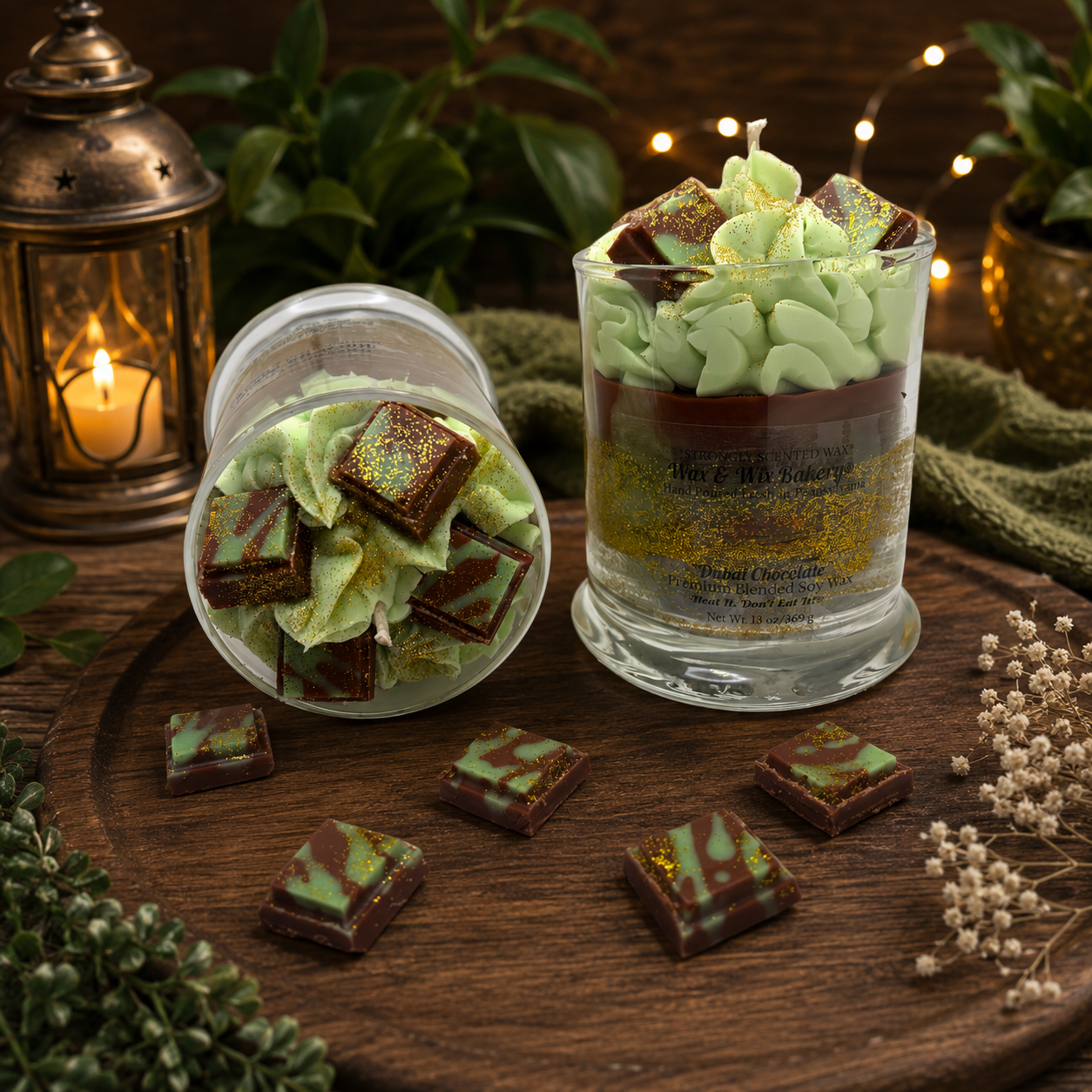 Dubai Chocolate Luxury Candle. Large 13 oz. Soy Candle/Chocolate/Pistachio. Strongly Scented Candle/Dessert Candle