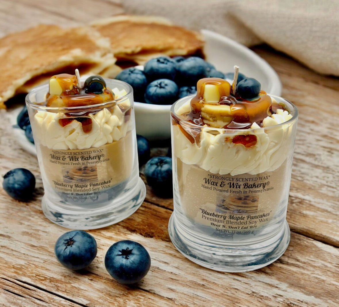 Blueberry Maple Pancakes Candle. 13 oz. Soy Candle/Blueberries, Pancakes. Strongly Scented Candle.