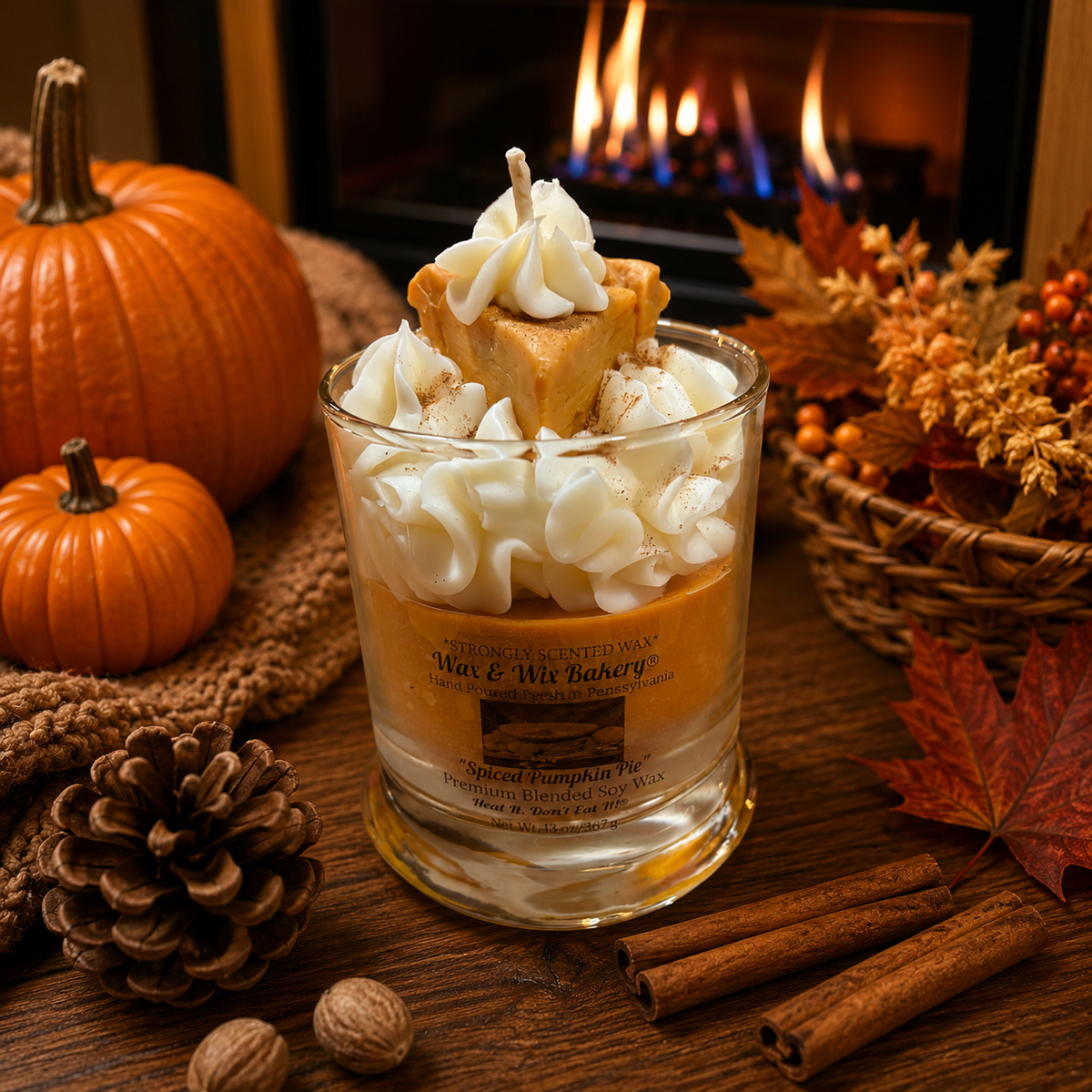 Spiced Pumpkin Pie Candle 13oz. Soy Candle/Strong Scented Candle/Pumpkin Candle/Holiday Candle/Fall Candle.