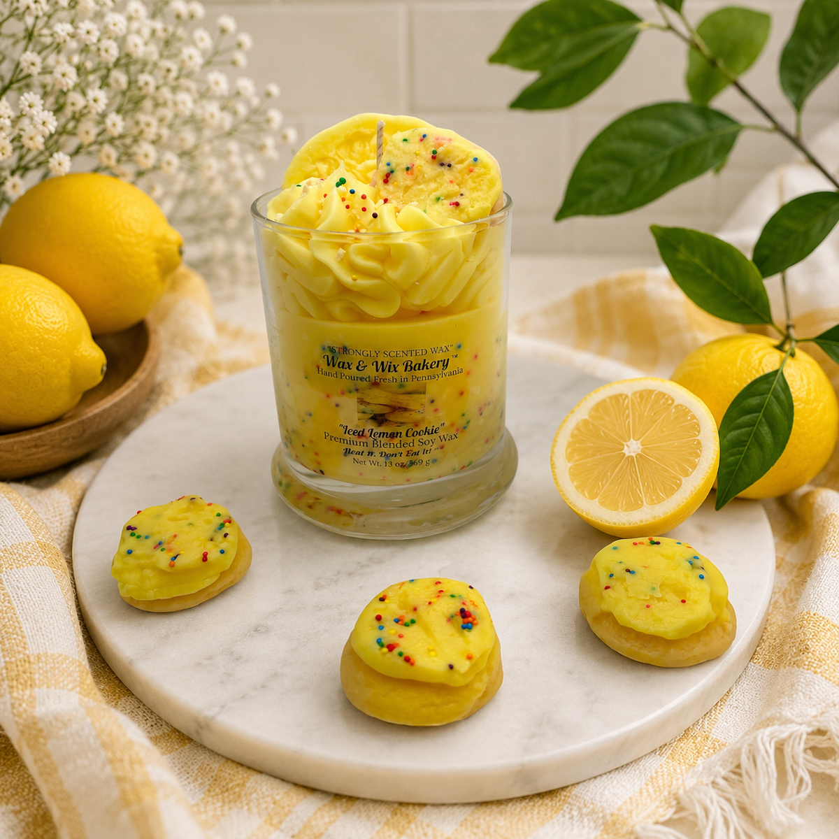 Lemon Cookie Candle. Large 13 oz. Soy Candle/Cookies and Lemons. Strongly Scented Candle