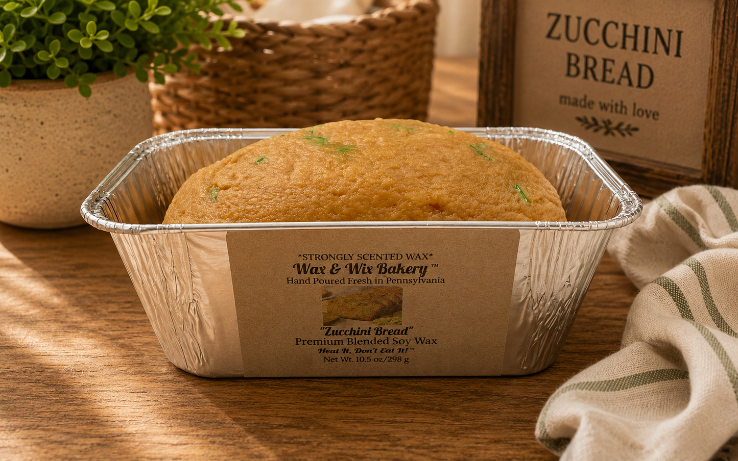 Zucchini Bread Wax Melt. Large Loaf Pan Soy Wax Melt/Strongly Scented Wax Melt. 13 Ounces