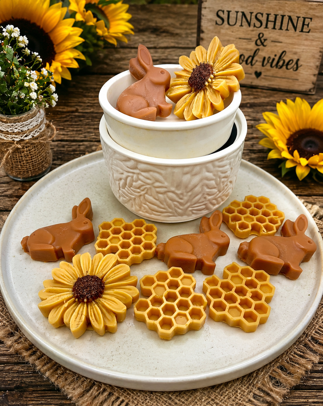 Honey Bunny Wax Melts. Bunny/Rabbit, Honeycomb & Flower Soy Wax Melts. Strong Scented Wax Melts/Easter & Spring Wax Melts. 4 oz.