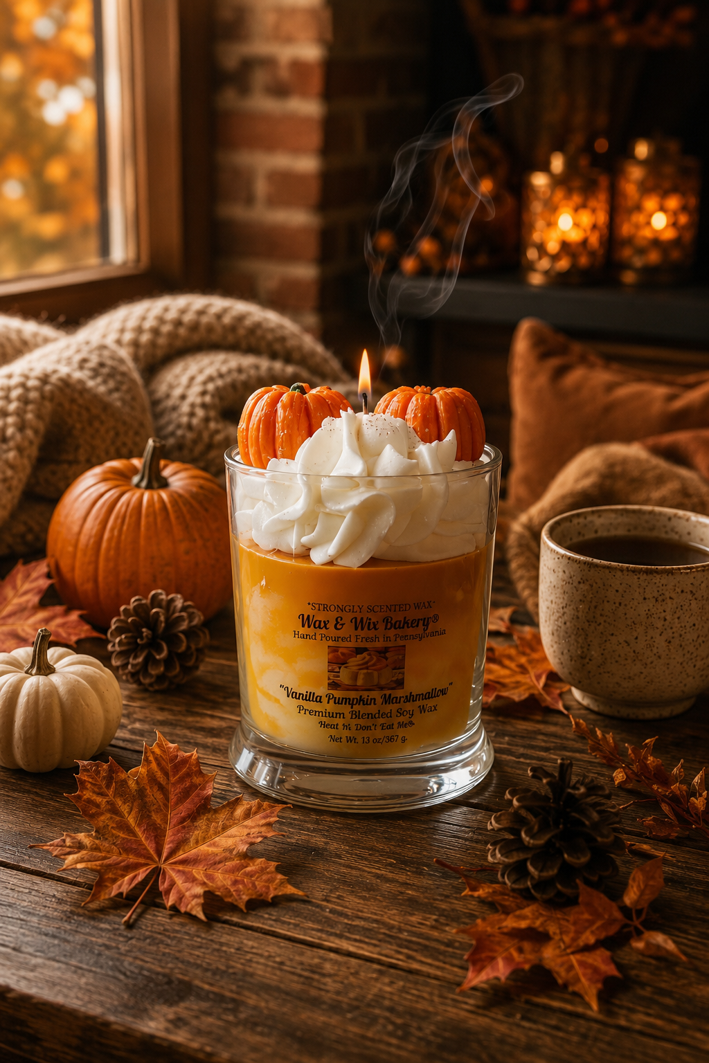 Vanilla Pumpkin Marshmallow Candle. 13oz. Soy Candle/Strong Scented Candle/Pumpkin Candle/Holiday Candle/Fall Candle