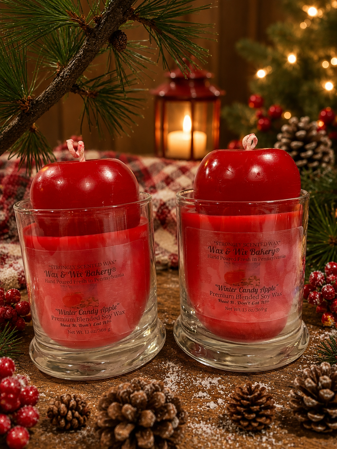 Winter Candy Apple Candle. 13oz. Soy Candle/Strong Scented Candle/Holiday Candle/Winter Candle