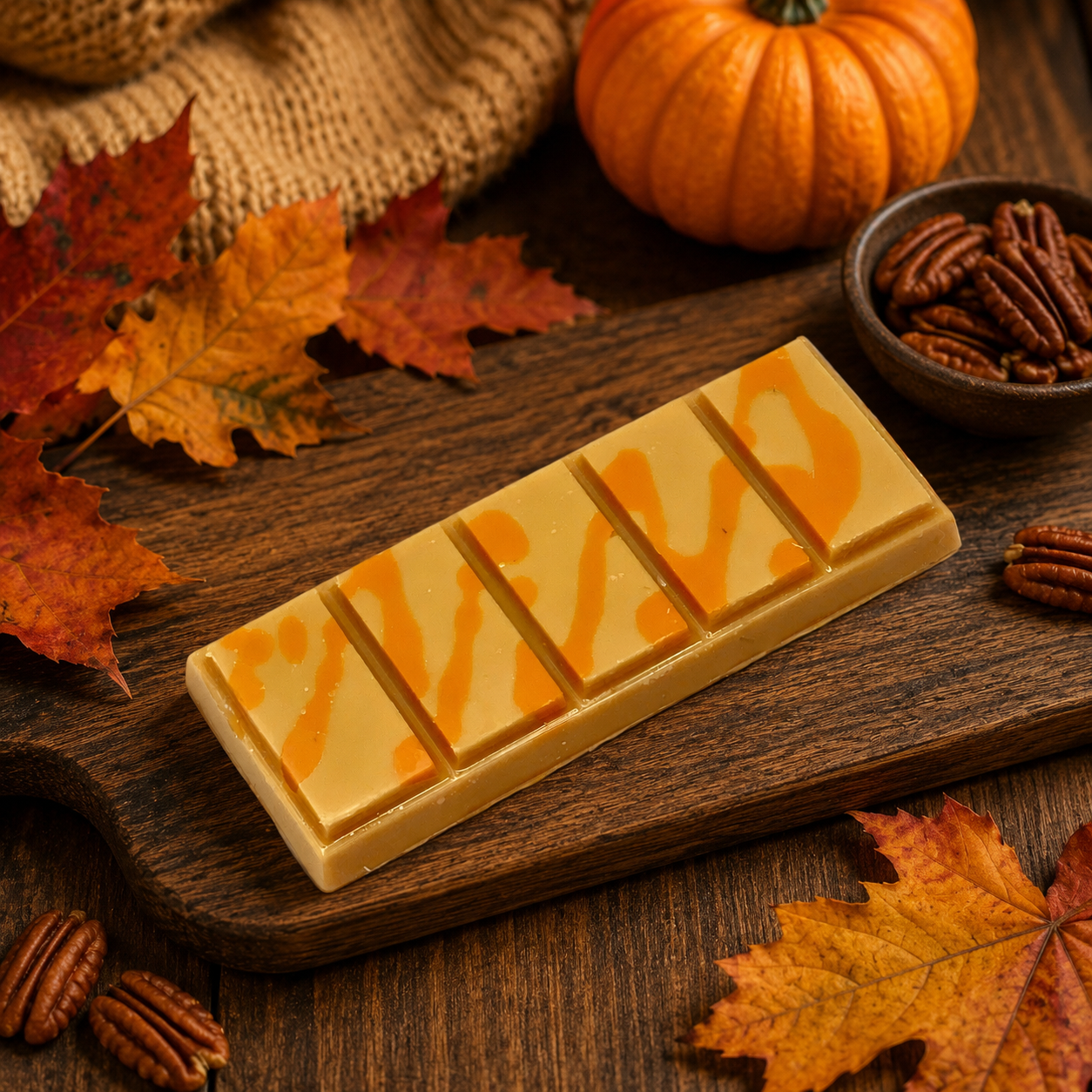 Pumpkin Pecan Waffles Snap Bar. Strongly Scented Soy Wax. Wax Melts/Wax Tarts/Snap Bar for Wax Warmers. 1.75 Oz. 1 Bar