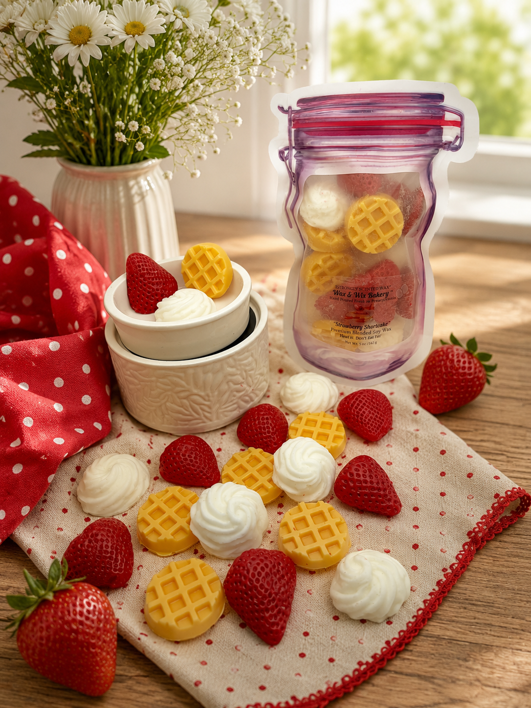 Strawberry Shortcake Wax Melts/Strawberry/ Summer Wax Melts/Soy Wax Melts/Strongly Scented Wax Melts/Wax Tarts for Wax Warmers. 5 oz.