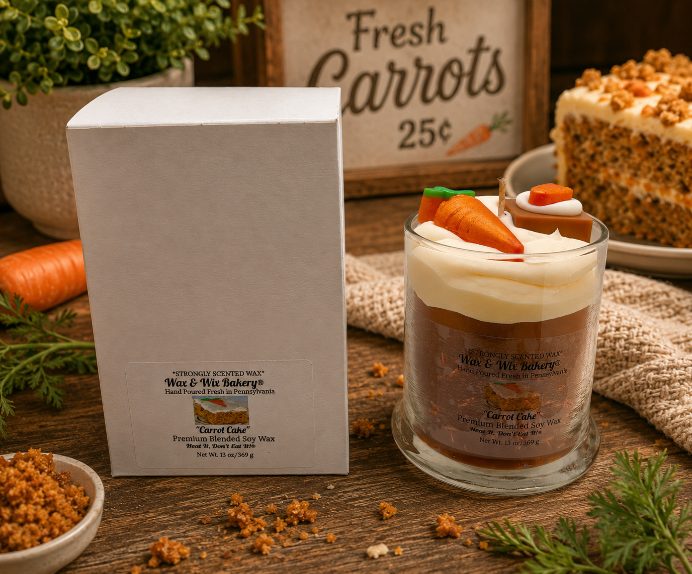 Carrot Cake Candle. 13 oz. Soy Candle/Easter Candle/Spring Candle/Carrot Cake/Strongly Scented Candle/Dessert Candle/Bakery Candle.
