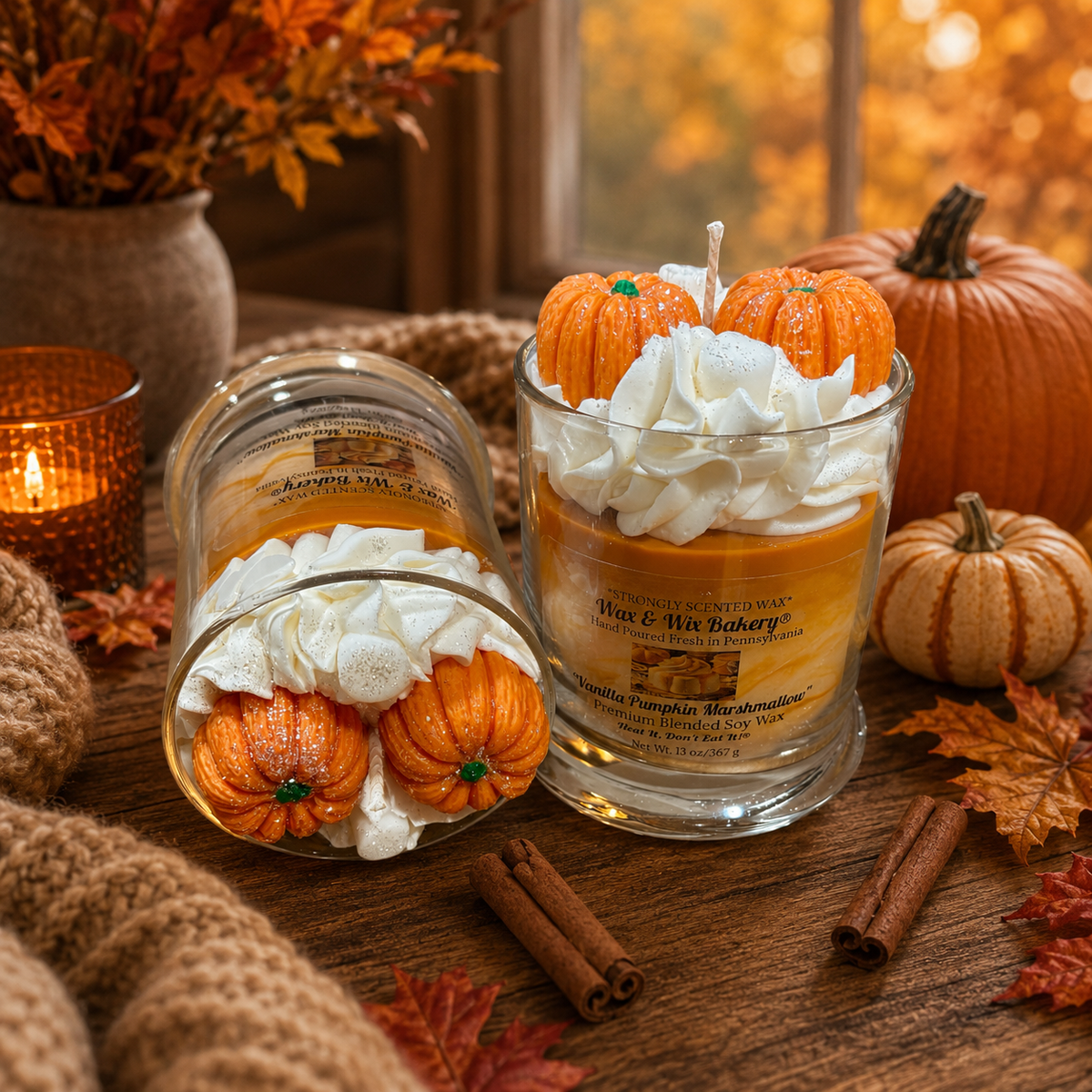 Vanilla Pumpkin Marshmallow Candle. 13oz. Soy Candle/Strong Scented Candle/Pumpkin Candle/Holiday Candle/Fall Candle