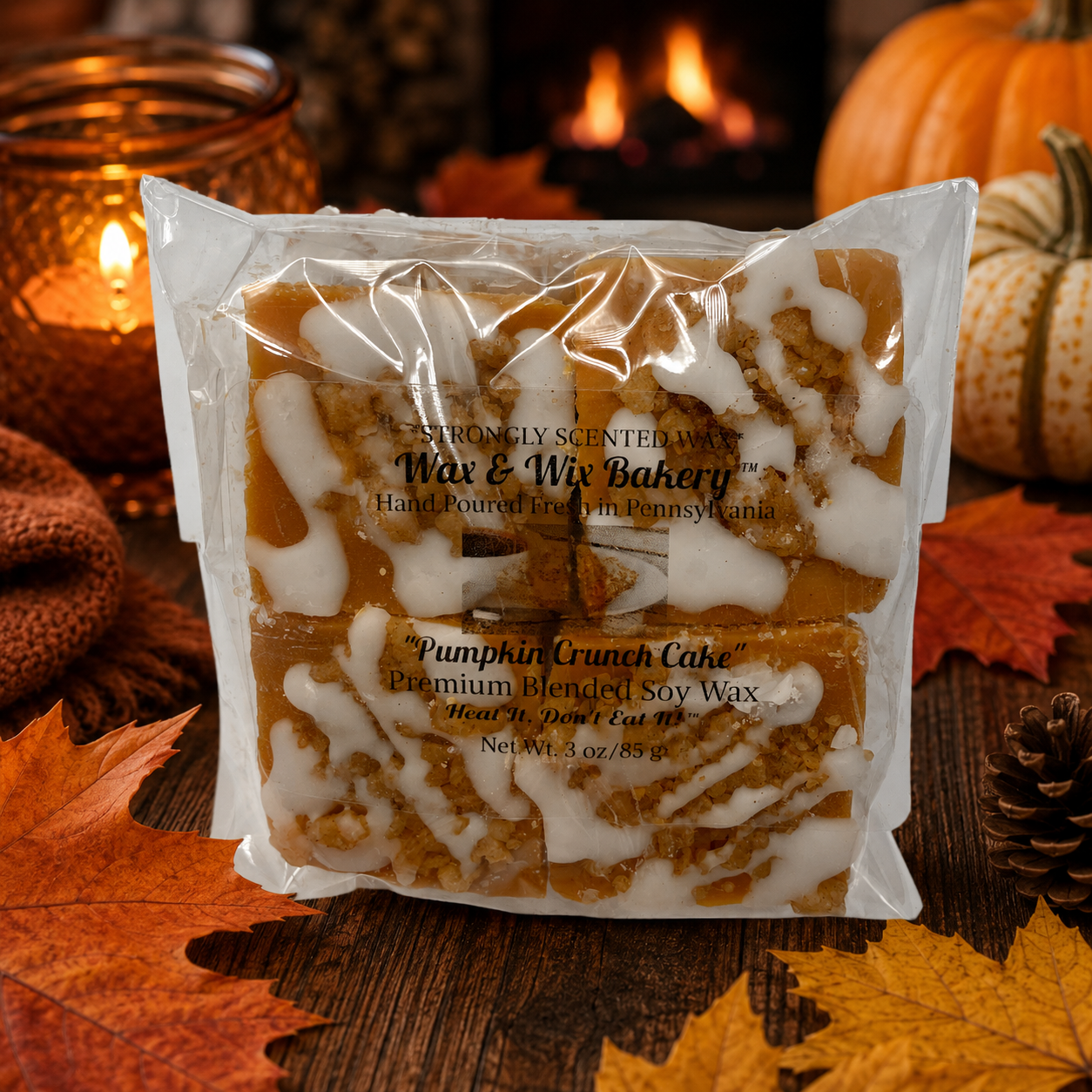 Pumpkin Crunch Cake Wax Melts. 3 Ounces. Soy Wax Melts/Strongly Scented Wax Melts/ Wax Tarts for Wax Warmers. 4 Piece/Fall Wax Melts/Pumpkin