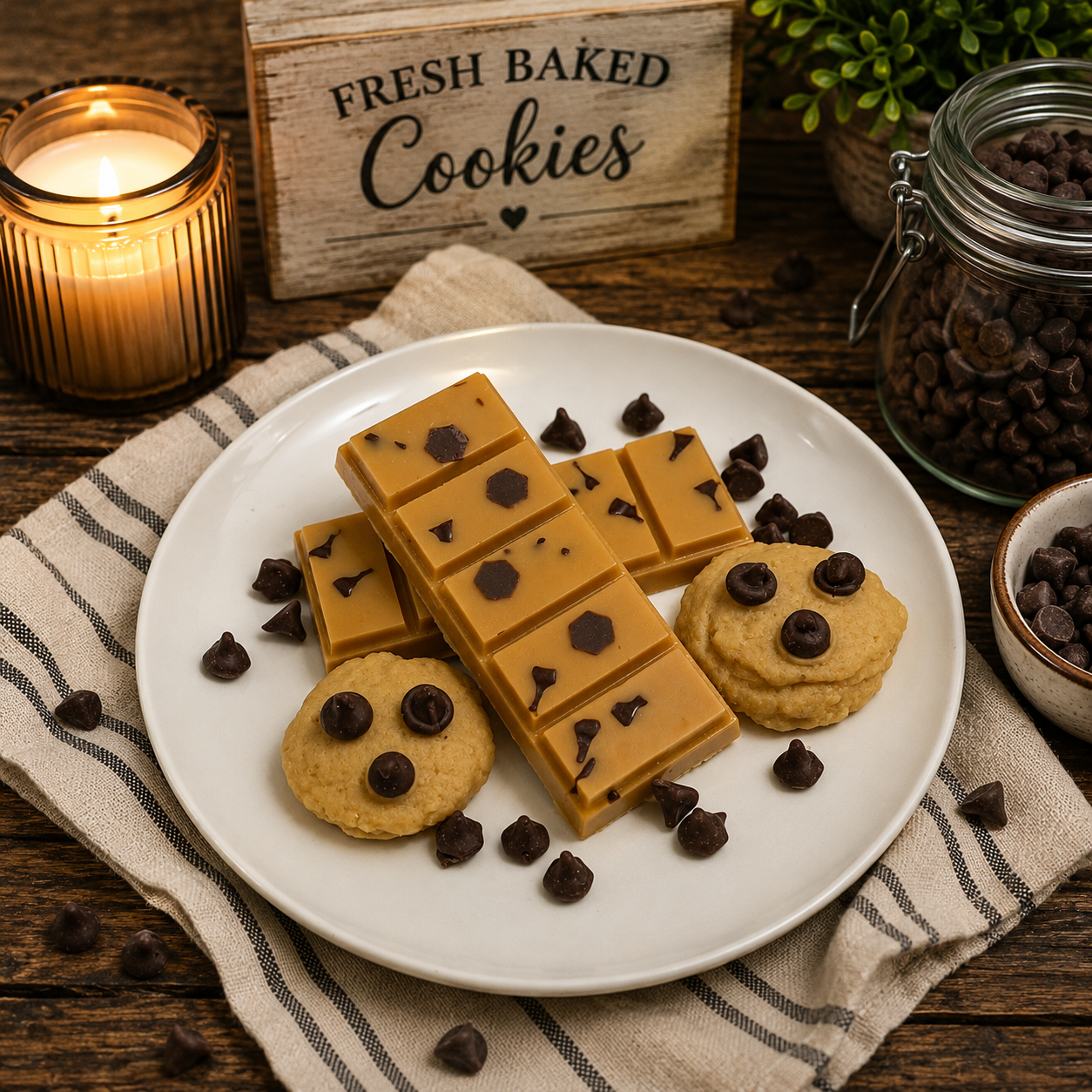 Chocolate Chip Cookie Snap Bar. Strongly Scented Soy Wax. Wax Melts/Wax Tarts/Snap Bar for Wax Warmers. 1.75 Oz. 1 Bar