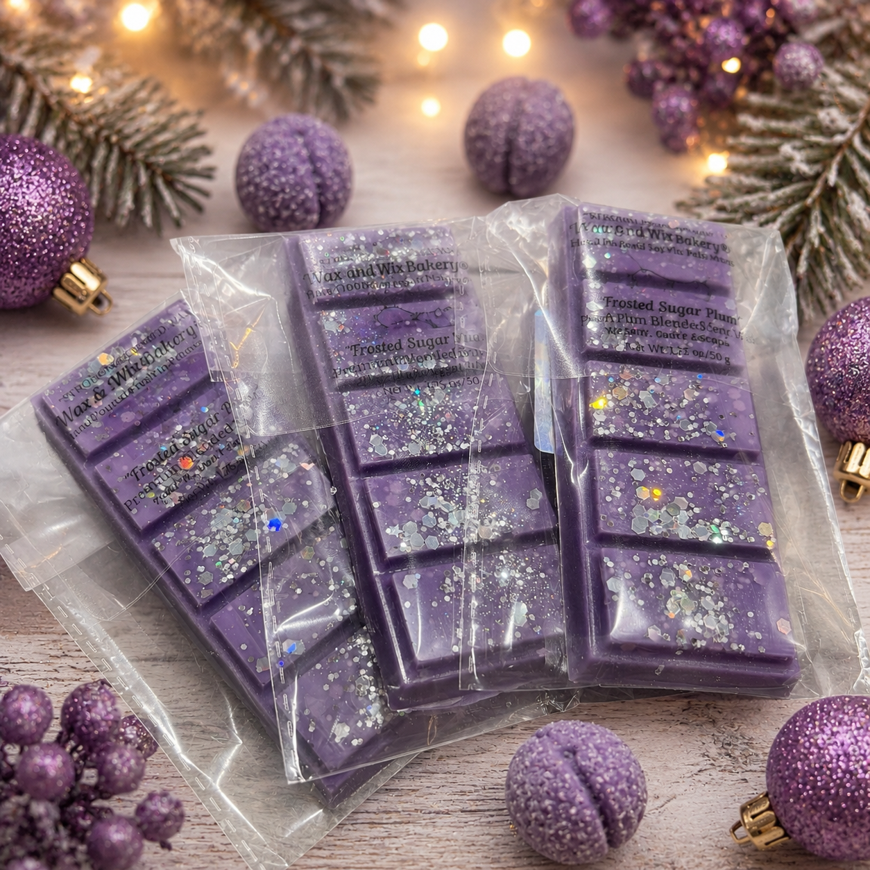Frosted Sugar Plum Snap Bar Wax Melt. 1.75 oz. Winter Wax Melt/Soy Wax Melts/Strongly Scented Wax Melts/Wax Tarts for Wax Warmers.