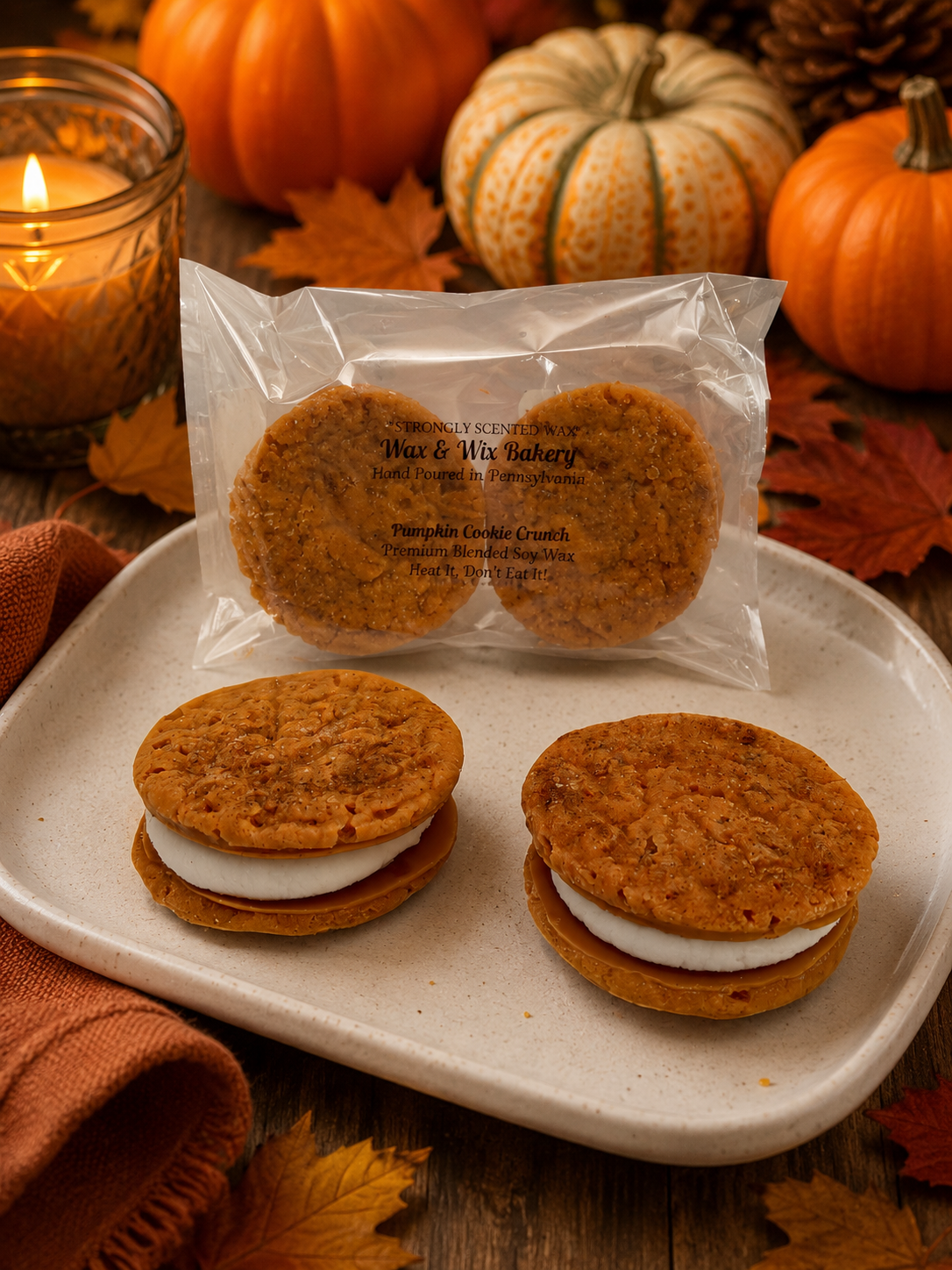 Pumpkin Cookie Crunch Wax Melts. 4 oz. Cookie Wax Melts/Soy Wax Melts/Strongly Scented Wax Melts/Wax Tarts for Wax Warmers. 2 Cookies.