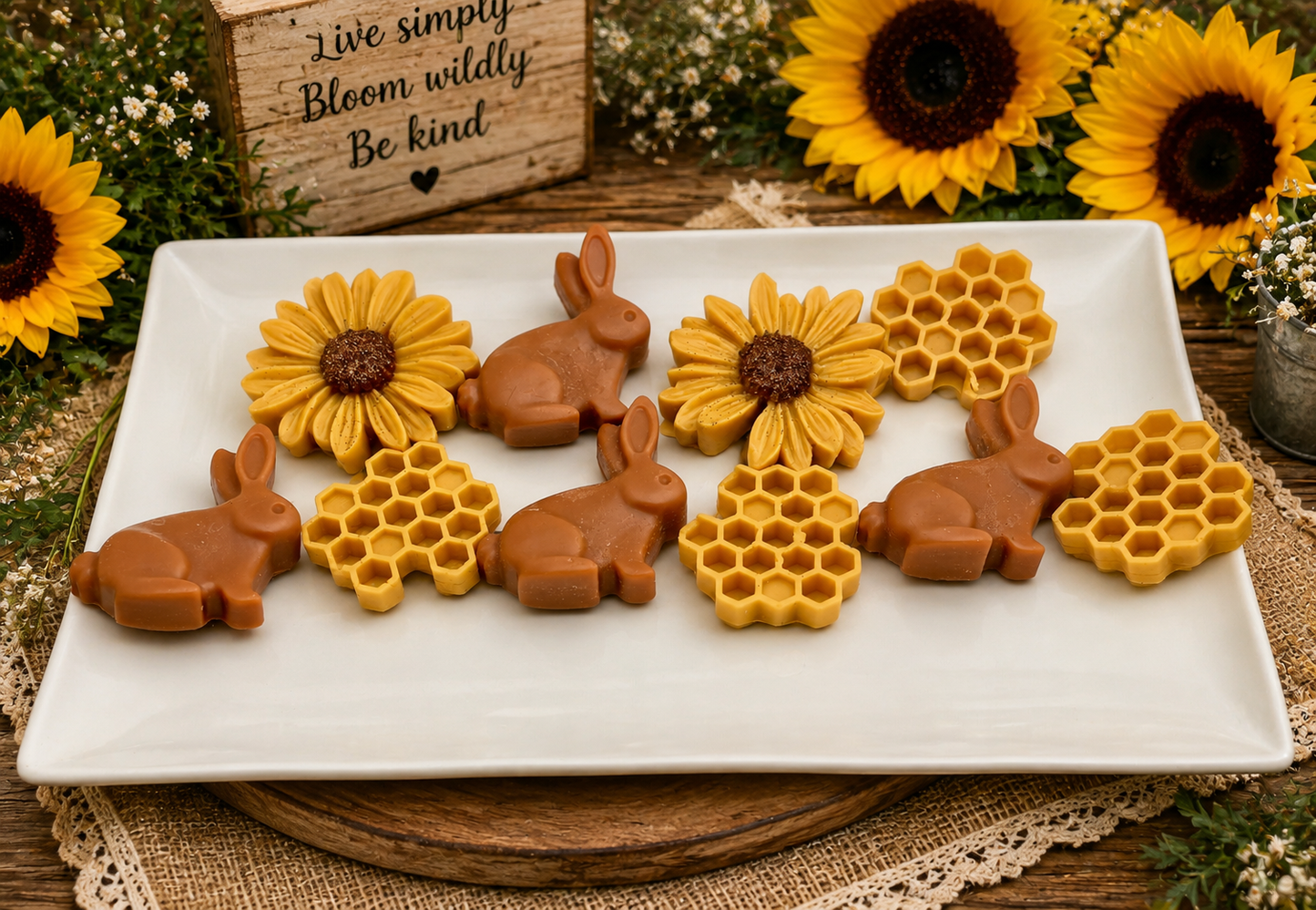 Honey Bunny Wax Melts. Bunny/Rabbit, Honeycomb & Flower Soy Wax Melts. Strong Scented Wax Melts/Easter & Spring Wax Melts. 4 oz.