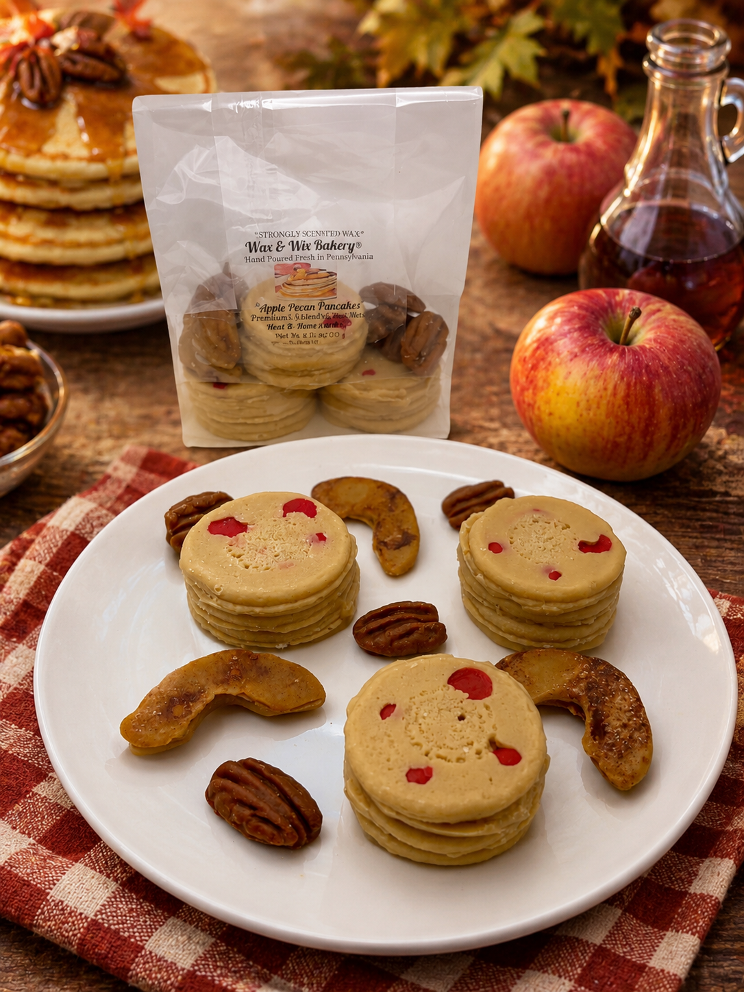 Apple Pecan Pancakes Wax Melts. Bakery Wax Melt. Strongly Scented Wax Melts. 4.55 oz. Dessert Wax Melts/Food Wax Melts/Dessert Wax Melts