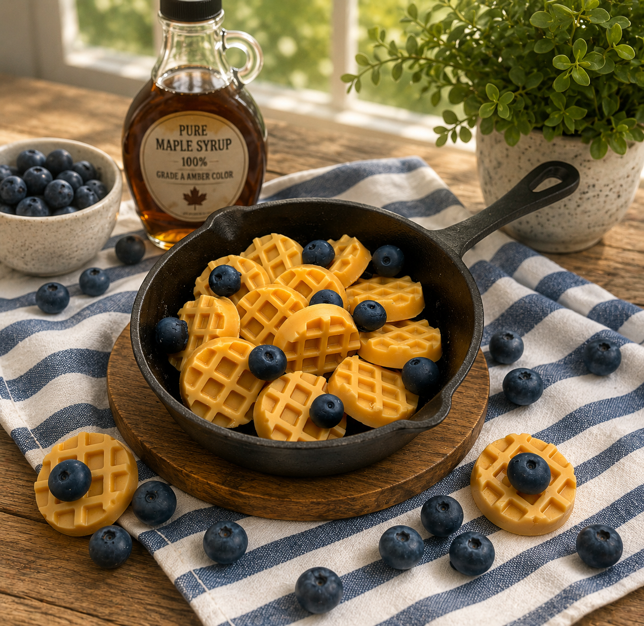 Blueberry Maple Waffle Wax Melts. Bakery Wax Melt. Strongly Scented Wax Melts. 4 oz. 12 Waffles + 9 Blueberries