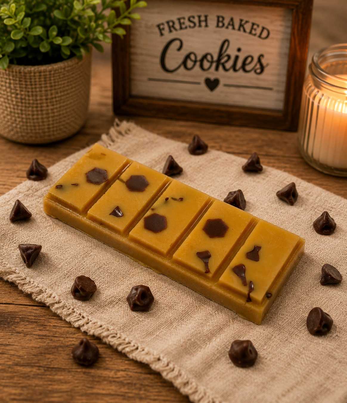 Chocolate Chip Cookie Snap Bar. Strongly Scented Soy Wax. Wax Melts/Wax Tarts/Snap Bar for Wax Warmers. 1.75 Oz. 1 Bar