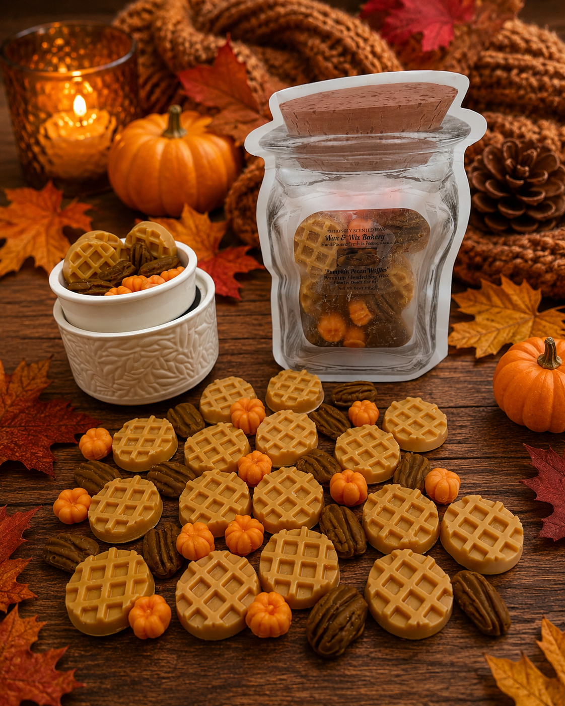 Pumpkin Pecan Waffles Wax Melts. 6 Ounce/Soy Wax Melts/ Strongly Scented Wax Melts/Wax Tarts for Wax Warmers. Fall Wax Melts/Pumpkins/Pecans