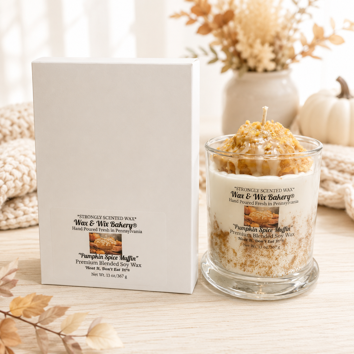 Pumpkin Spice Muffin Candle 13oz. Soy Candle/Strong Scented Candle/Pumpkin Candle/Holiday Candle/Fall Candle.