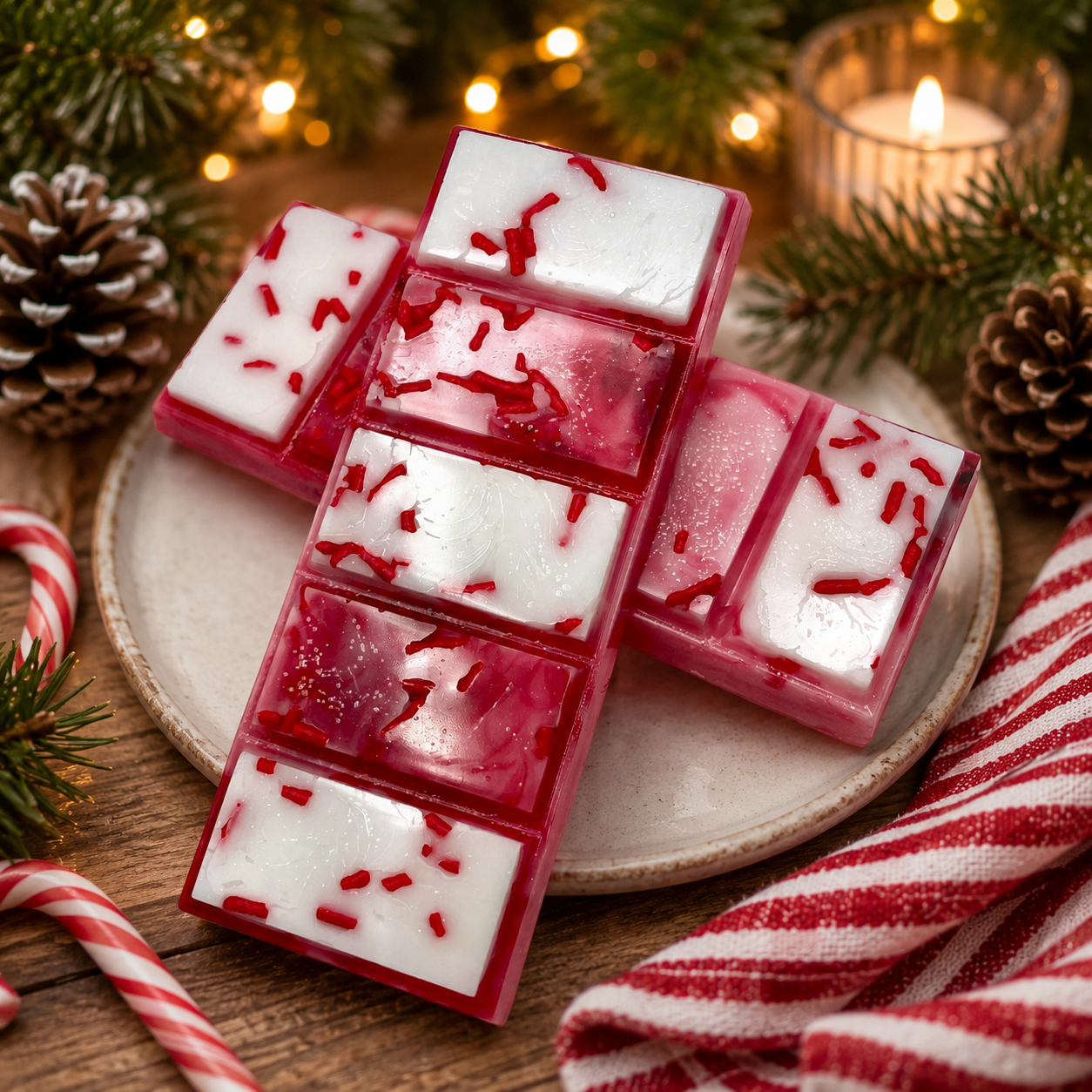 Peppermint Swirl Snap Bar. Strongly Scented Soy Wax. Wax Melts/Wax Tarts/Snap Bar for Wax Warmers. 1.75 Oz. 1 Bar