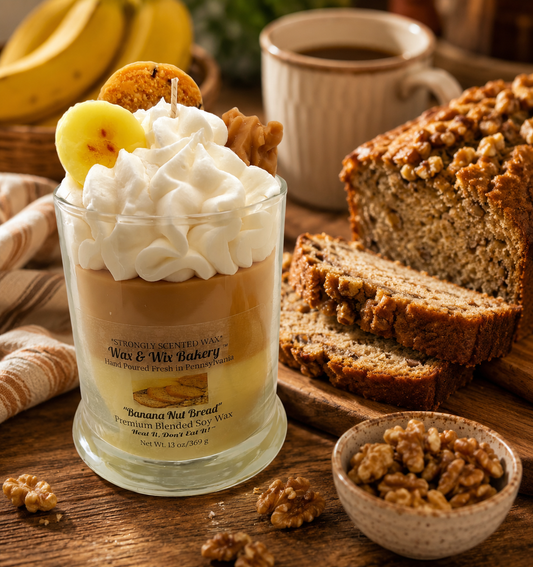 Banana Bread Candle. Large 13 oz. Soy Candle/Bananas & Walnuts. Strongly Scented Candle