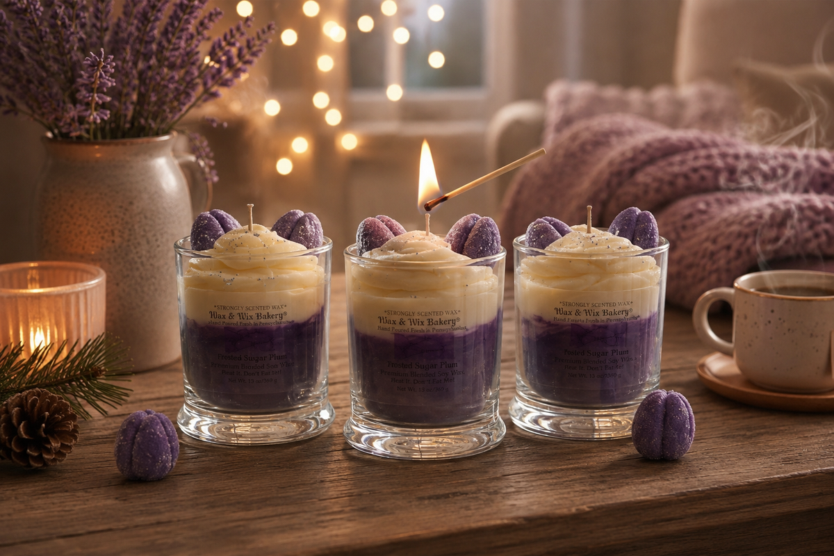 Frosted Sugar Plum Candle. 13oz. Soy Candle/Strong Scented Candle/Holiday Candle/Winter Candle