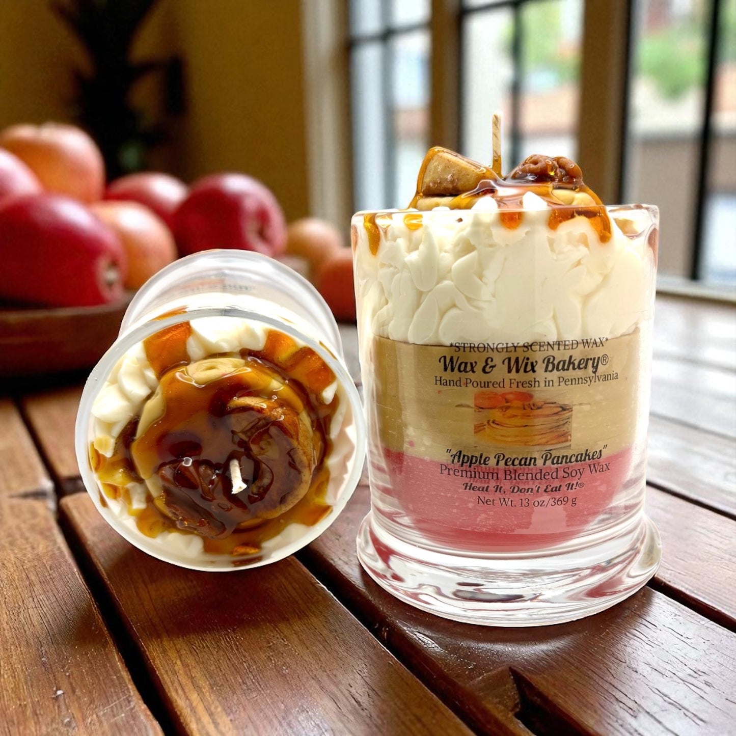 Apple Pecan Pancake Candle. 13 oz. Soy Candle/Apples, Pecans, Pancakes. Strongly Scented Candle. Dessert Candle/Breakfast Candle/Food Candle
