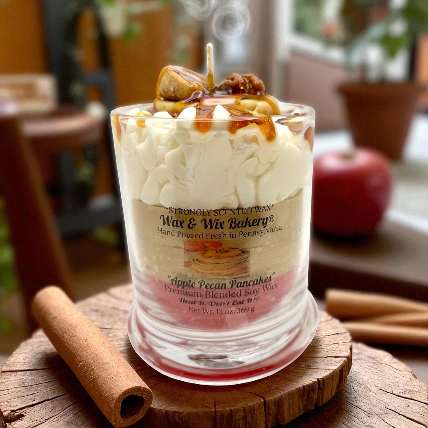 Apple Pecan Pancake Candle. 13 oz. Soy Candle/Apples, Pecans, Pancakes. Strongly Scented Candle. Dessert Candle/Breakfast Candle/Food Candle