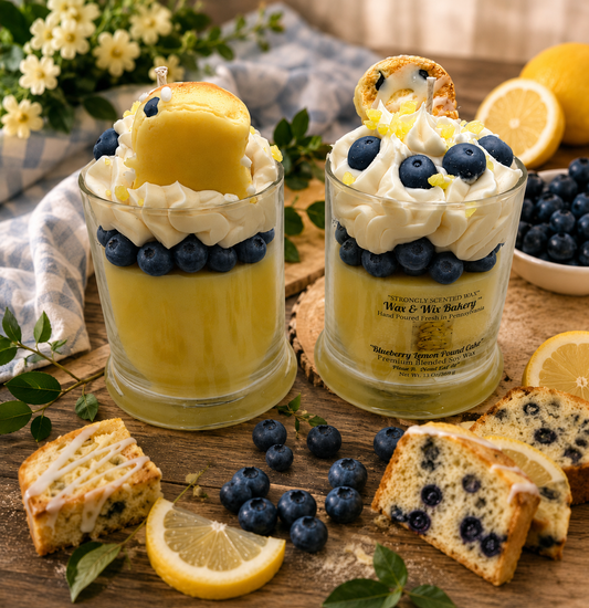 Lemon Blueberry Pound Cake Candle. Large 13 Ounce. Pound Cake/Blueberries. Soy Wax Candle. Strongly Scented Candle.