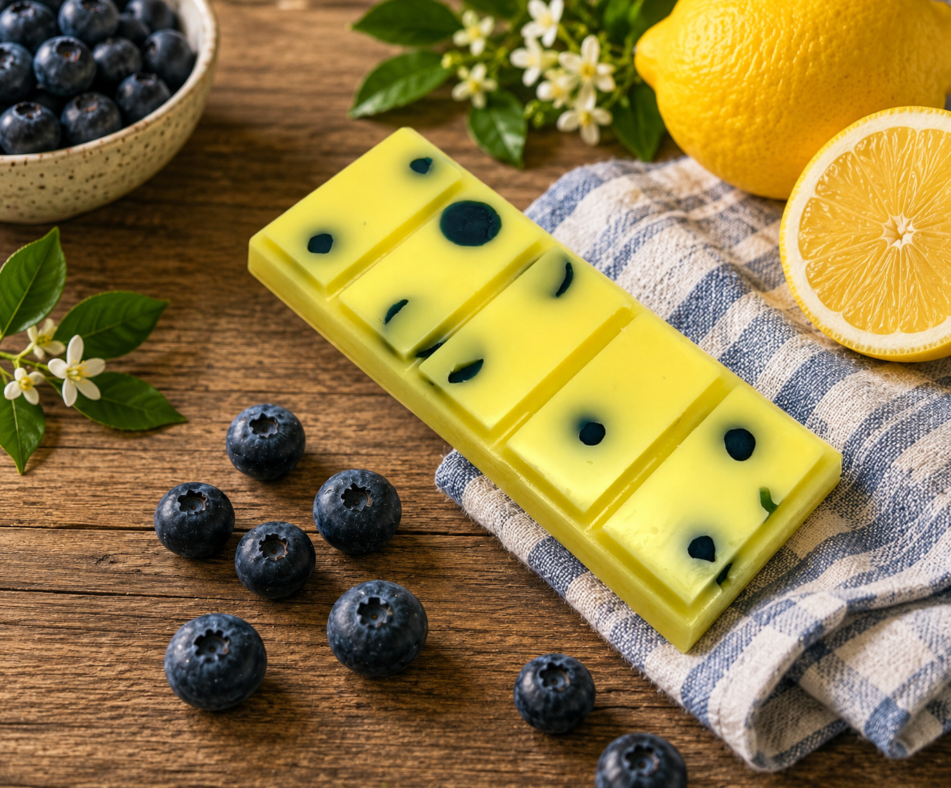 Lemon Blueberry Pound Cake Wax Melts Snap Bar. 1.75 oz. Soy Wax Melts/Strongly Scented Wax Melts. 1 Bar