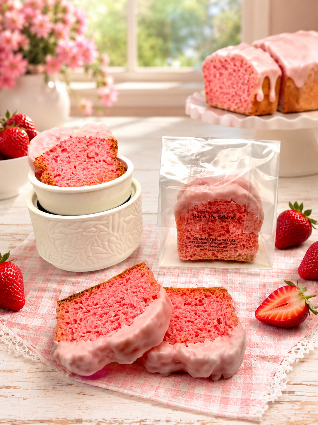 Strawberry Pound Cake Large Wax Melts. 4.85 oz. Bread Wax Melts/Soy Wax Melts/Strongly Scented Wax Melts/2 Large Pieces