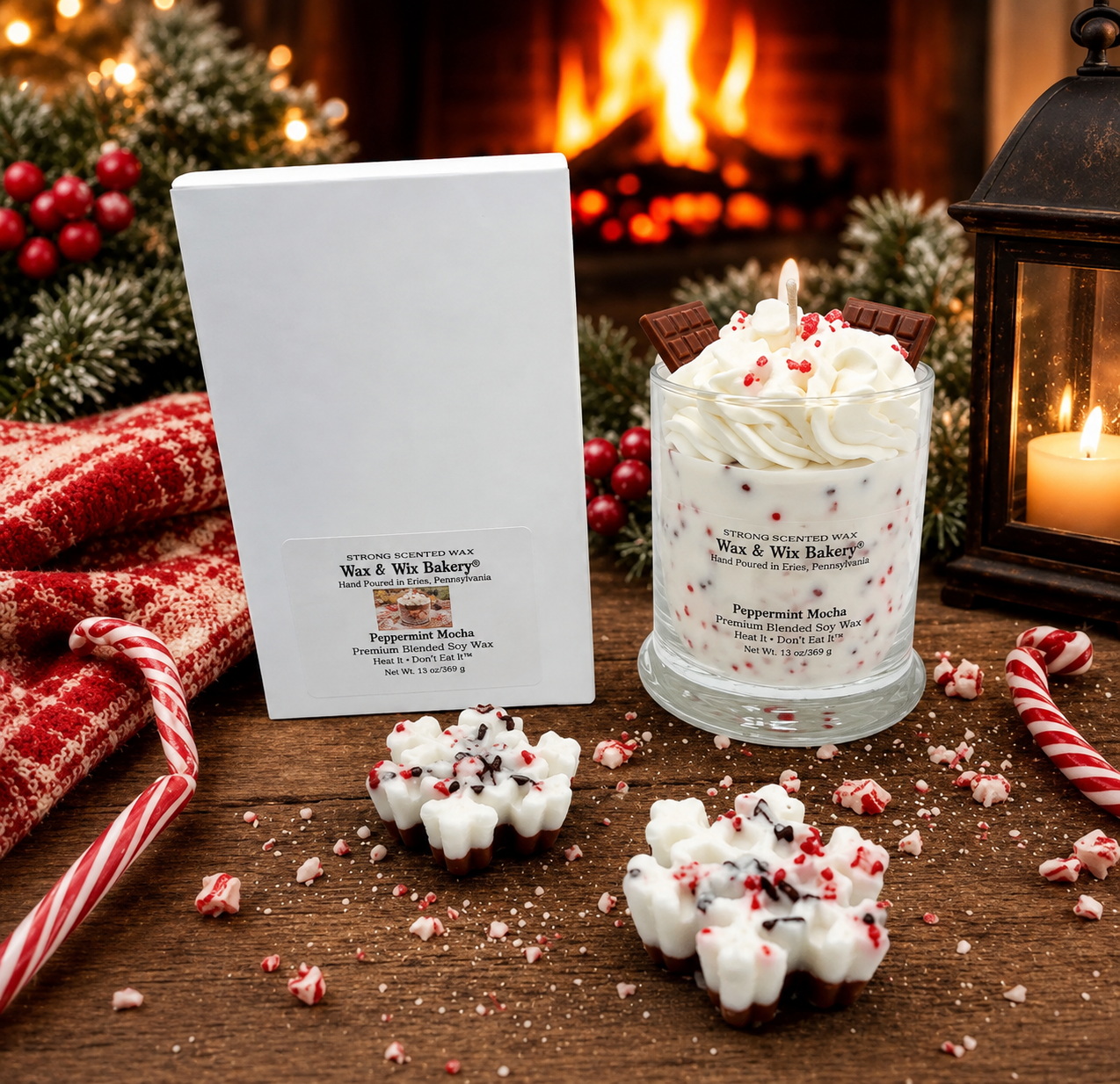 Peppermint Mocha Candle. 13 oz. Soy Candle/Chocolate/Marshmallows. Strongly Scented Candle/Christmas Candle/Holiday Candle/Winter Candle