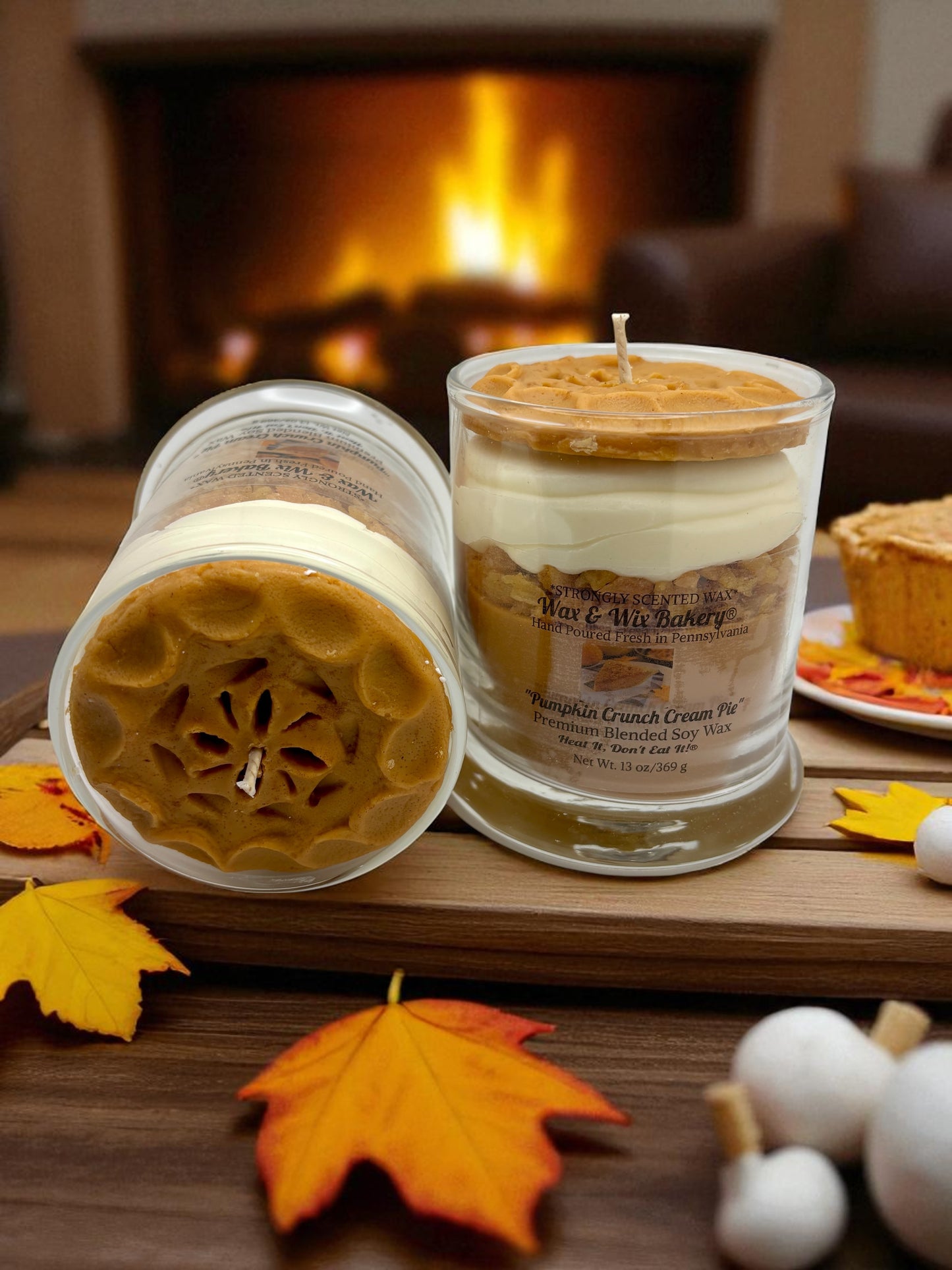 Pumpkin Crunch Cream Pie Candle 13oz. Soy Candle/Strong Scented Candle/Pumpkin Candle/Holiday Candle/Fall Candle.