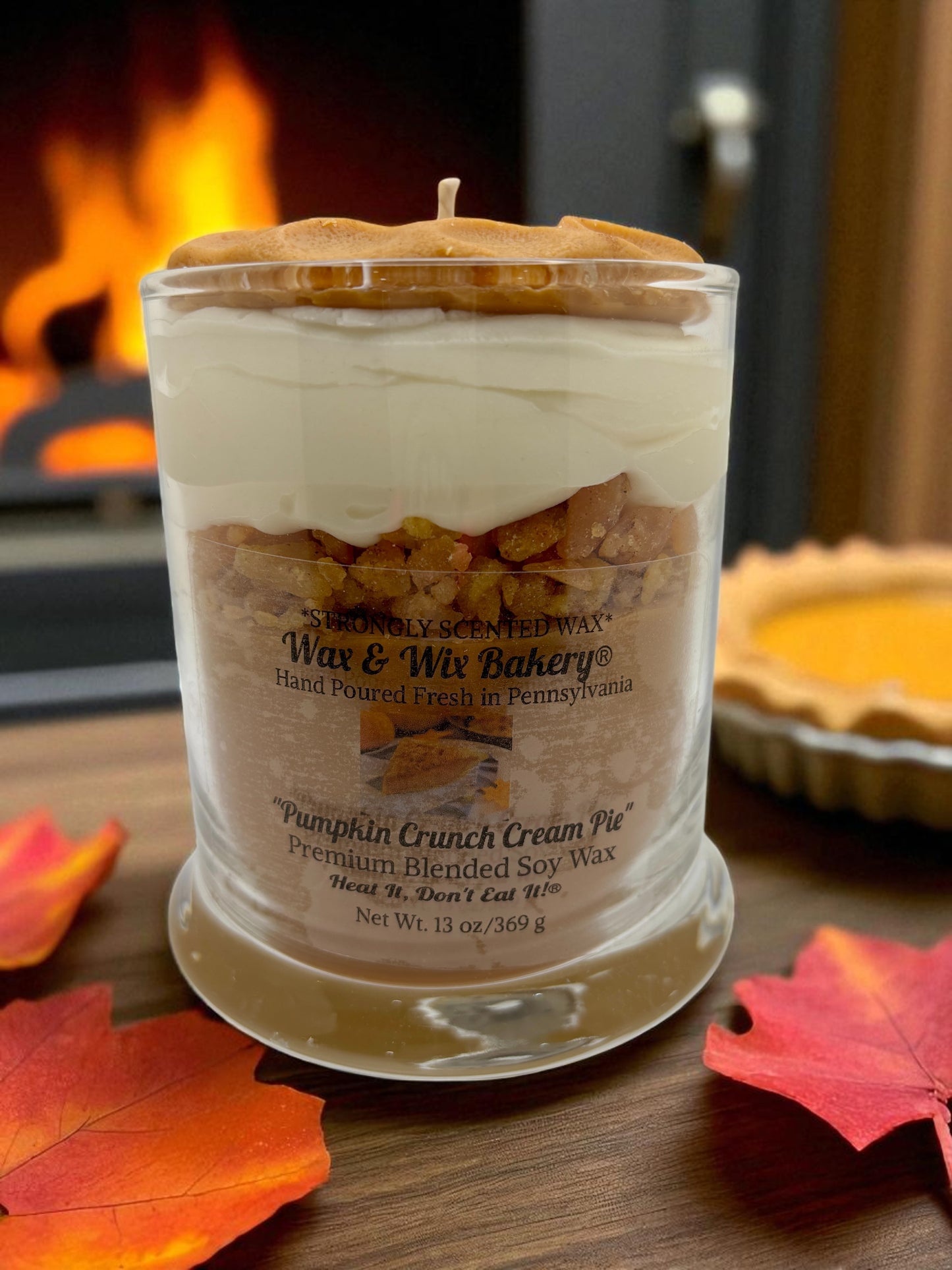 Pumpkin Crunch Cream Pie Candle 13oz. Soy Candle/Strong Scented Candle/Pumpkin Candle/Holiday Candle/Fall Candle.