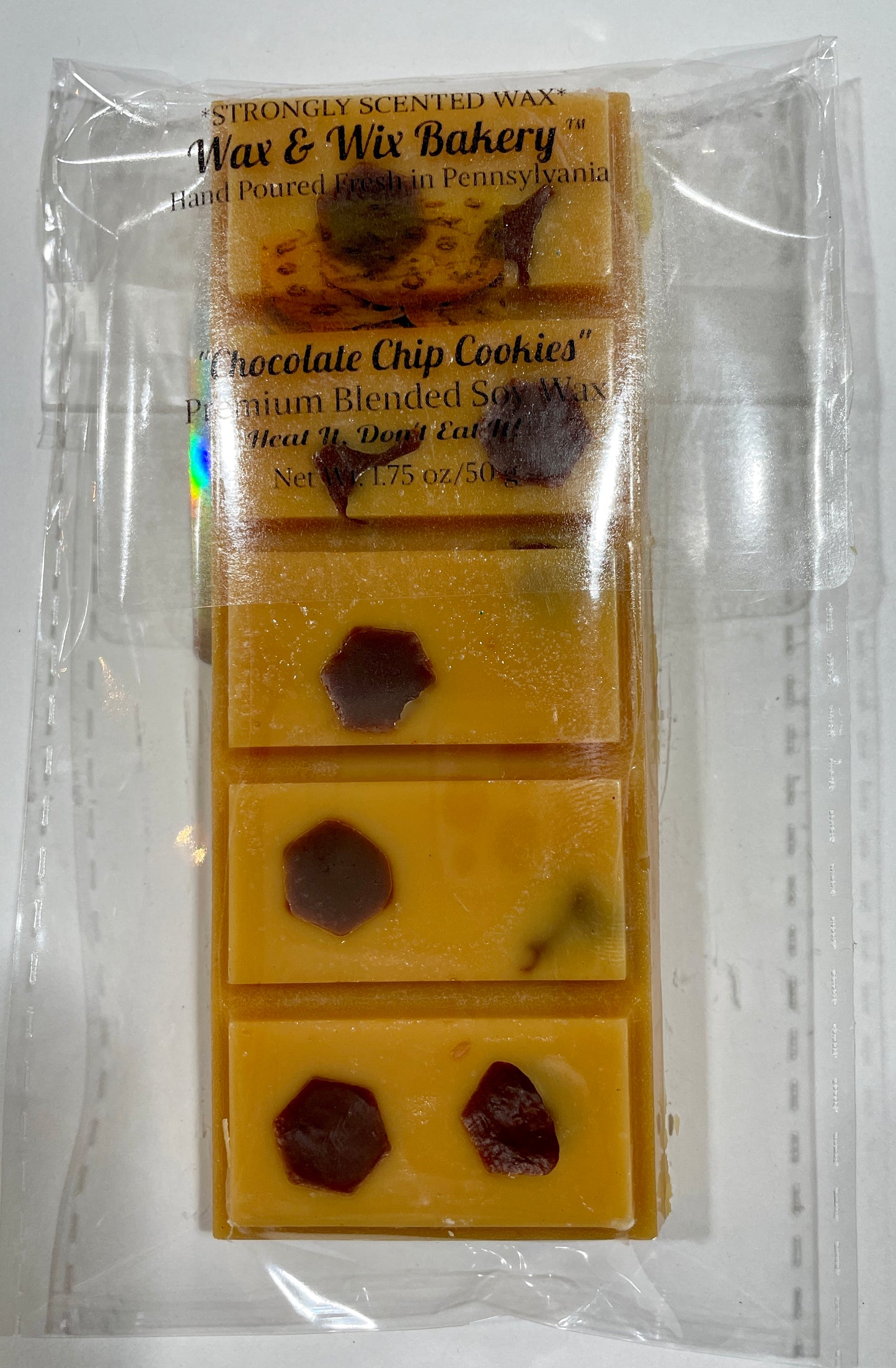 Chocolate Chip Cookie Snap Bar. Strongly Scented Soy Wax. Wax Melts/Wax Tarts/Snap Bar for Wax Warmers. 1.75 Oz. 1 Bar