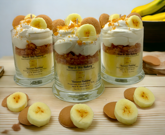 Banana Pudding Candle. 13 oz. Soy Candle/Bananas & Vanilla Wafers. Strongly Scented Candle