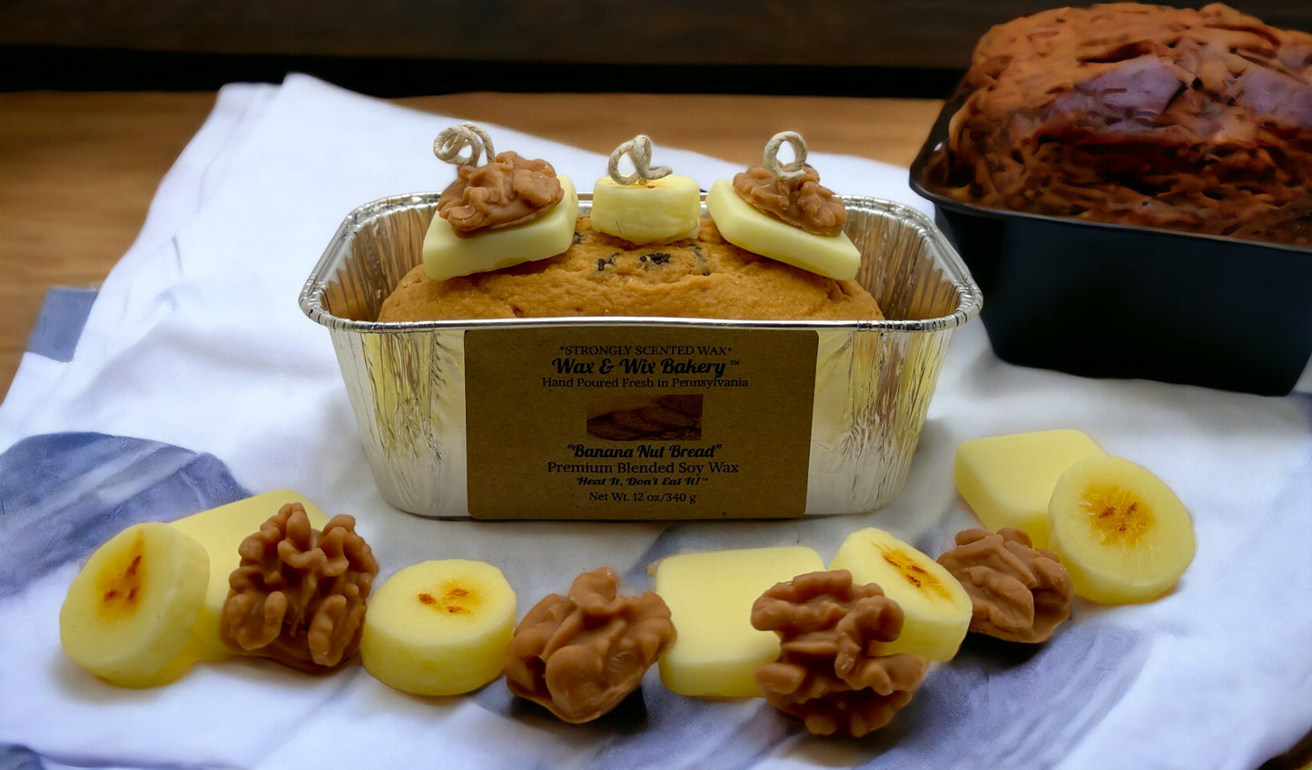 Large Banana Nut Bread Loaf Pan Candle. Soy Wax Candle. 3 Wick Candle. Strongly Scented Candle. 13 Ounces
