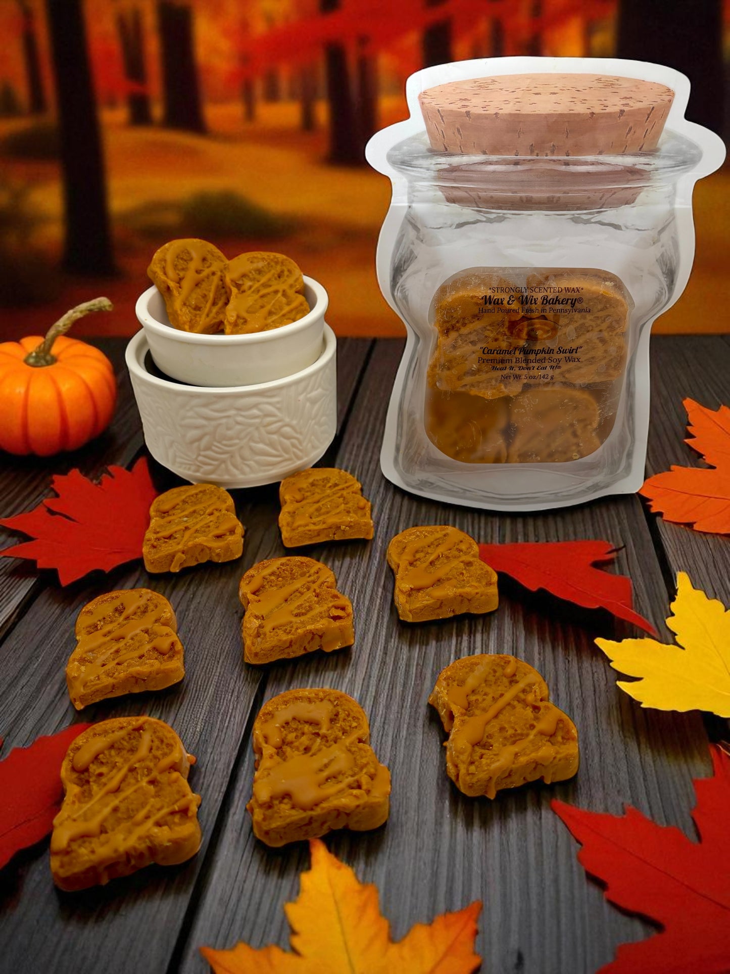 Caramel Pumpkin Swirl Bread Wax Melts. 5 oz. Bread Wax Melts/Soy Wax Melts/Strongly Scented Wax Melts/Wax Tarts for Wax Warmers/ 8 Pieces.