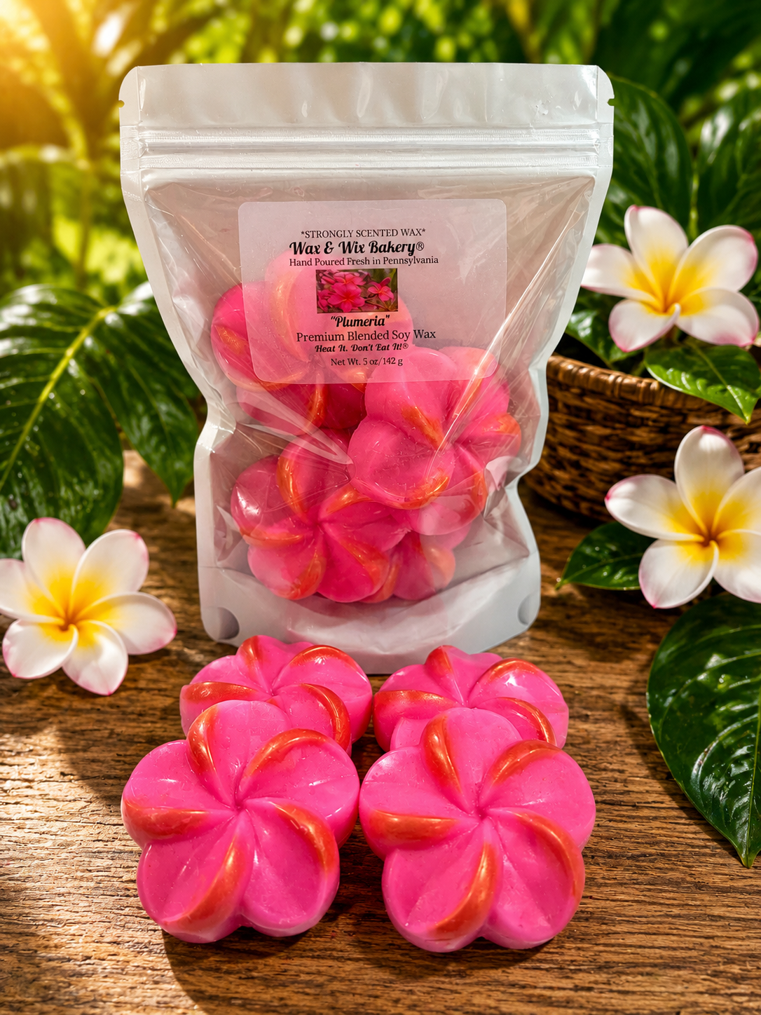 Plumeria Flower Large Wax Melts. 5 oz. Spring/Summer Wax Melts/Flower Wax Melts/Soy Wax Melts/Strongly Scented Wax Melts