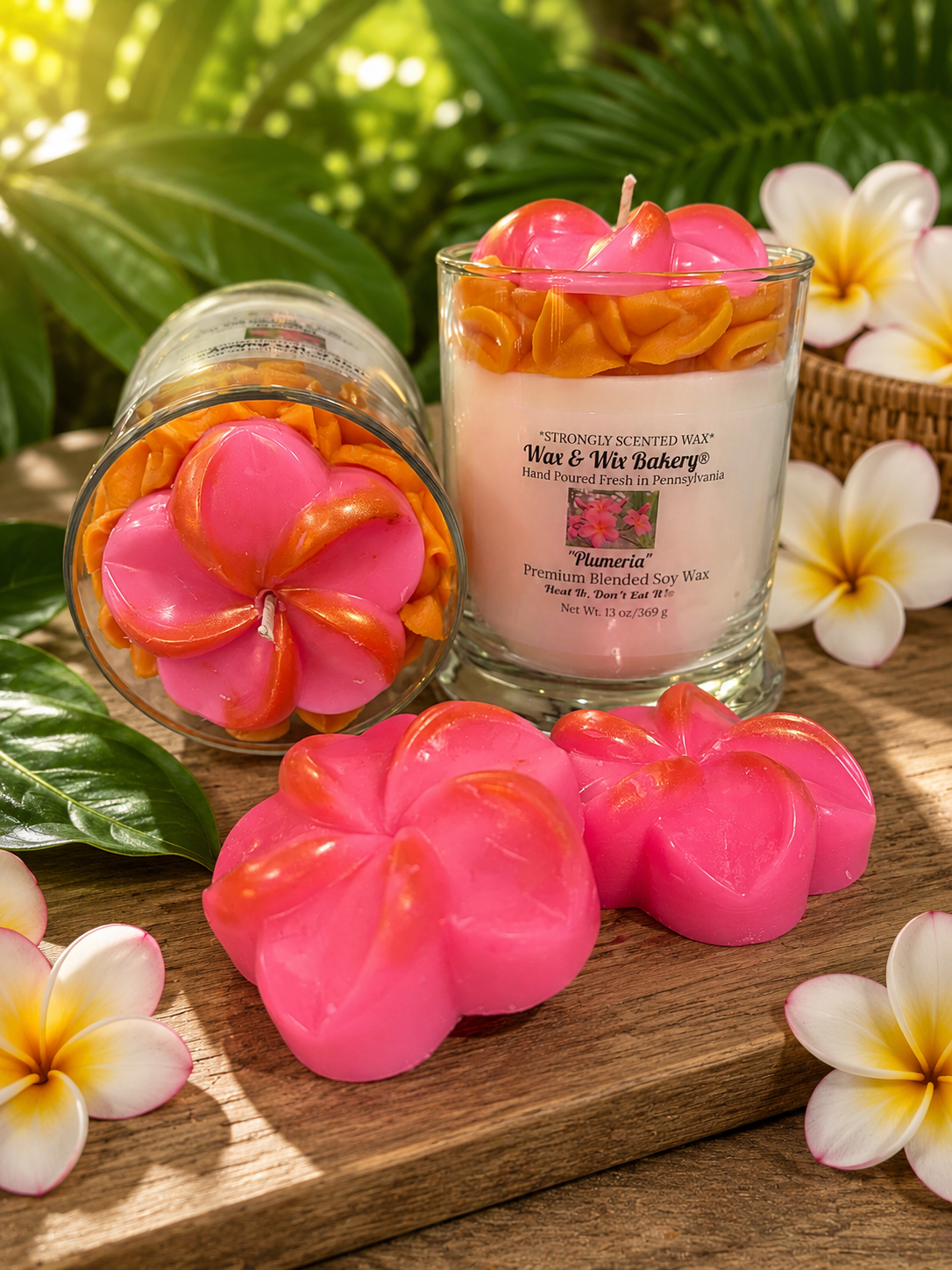 Plumeria Flower Candle. Large 13 oz. Soy Candle. Spring Summer Candle/Strongly Scented Candle/Flower Candle