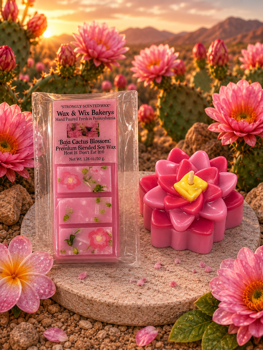 Baja Cactus Blossom Wax Melt Snap Bar. 1.75 oz. Spring/Summer Wax Melts/Wax Snapbar Wax Melts/Soy Wax Melts/Strongly Scented Wax Melts