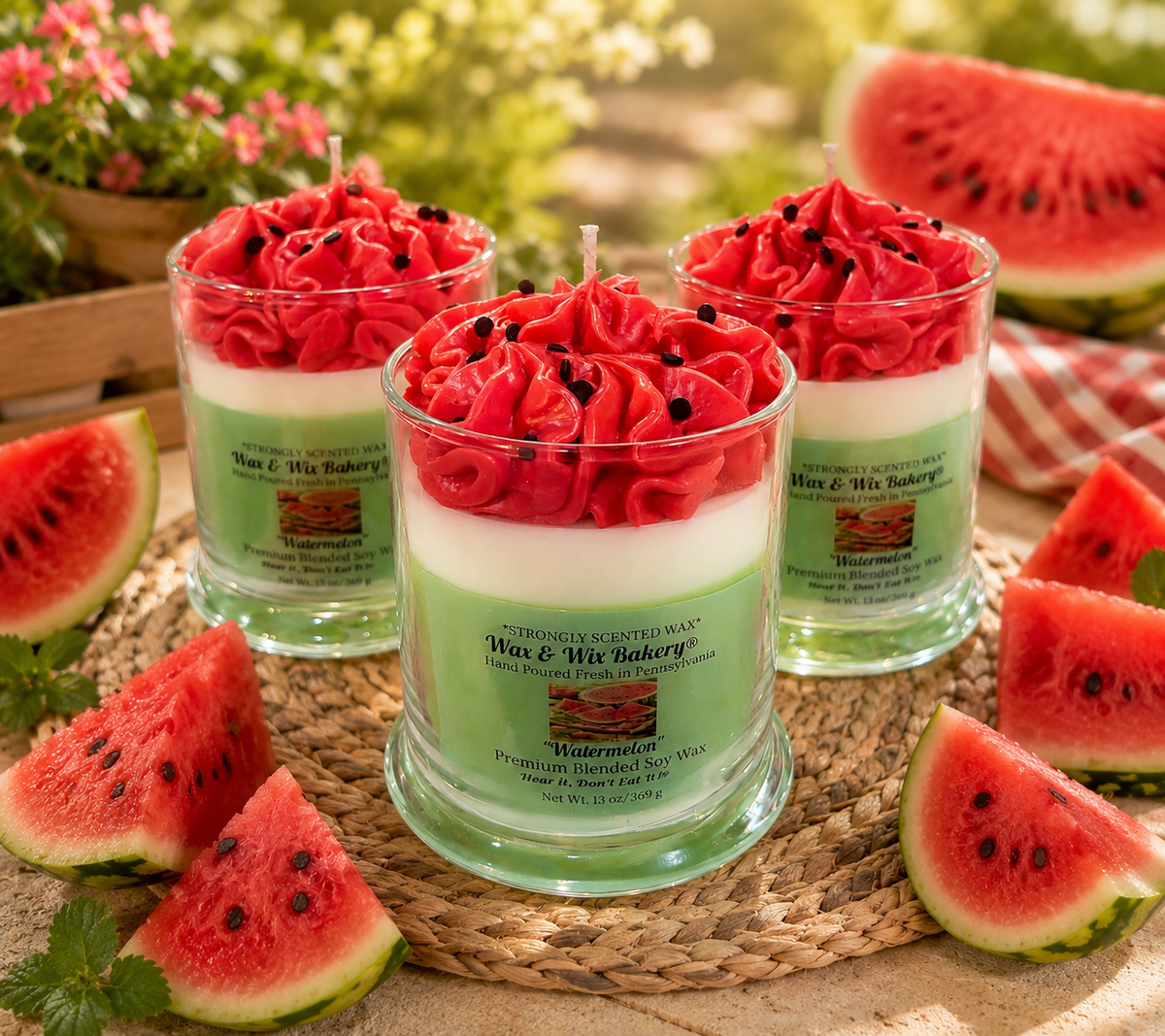 Watermelon Candle. 13 oz. Soy Candle. Fruit Candle. Summer Candle. Strongly Scented Candle. Food Inspired Candle