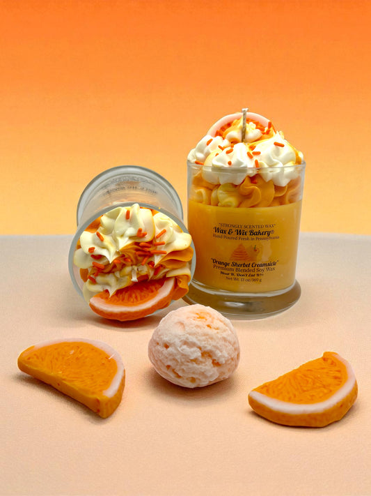 Orange Sherbet Creamsicle Candle. 13 oz. Soy Candle/Oranges, Ice Cream. Strongly Scented Candle. Dessert Candle/Food Candle