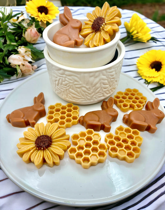 Honey Bunny Wax Melts. Bunny/Rabbit, Honeycomb & Flower Soy Wax Melts. Strong Scented Wax Melts/Easter & Spring Wax Melts. 4 oz.