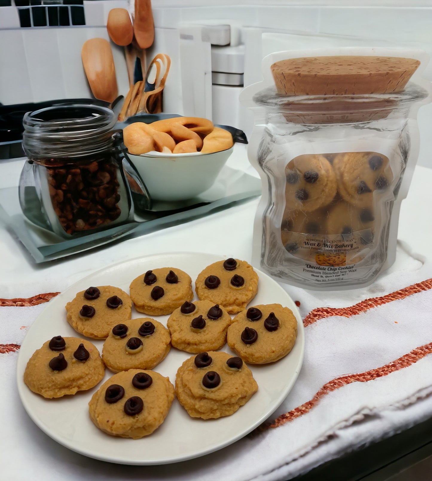 Chocolate Chip Cookies Soy Wax Melts. 5 oz. Soy Wax Melts/9 Cookies/Strongly Scented Wax Melts/Wax Tarts for Wax Warmers.