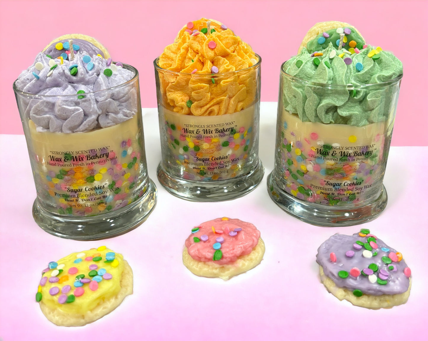 Frosted Sugar Cookie Soy Wax Candle/13oz Candle/6 Color Choices/Strong Scented Soy Wax Candle.